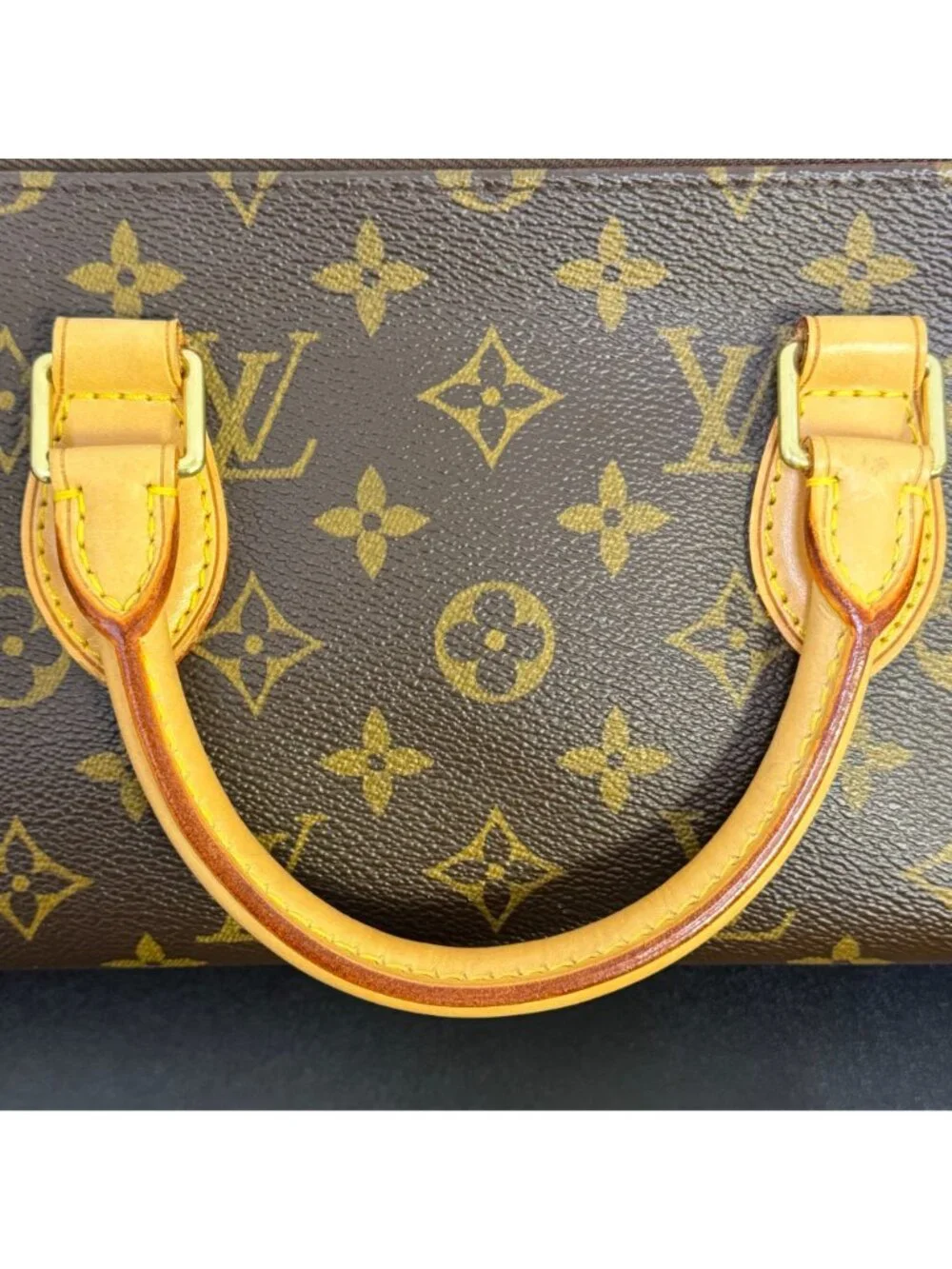Louis Vuitton 2005 Popincourt Handbag Monogram Canvas Brown & Tan Gold-Tone Hard